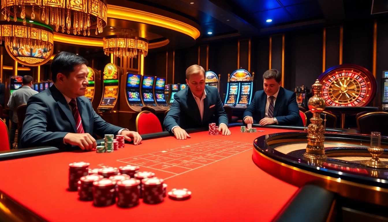 Experience the excitement of 88clb with vibrant slot machines and engaging poker tables.