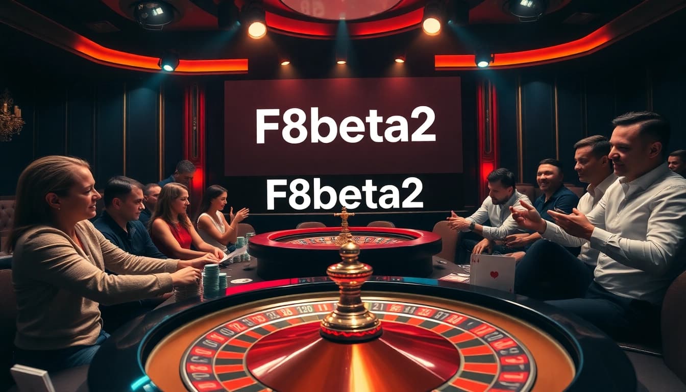 Experience the excitement of F8beta2 with vibrant poker action and a dynamic roulette wheel.