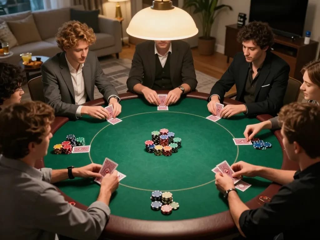 Players enjoying a friendly poker game representing migliori casino online europei strategies and excitement.