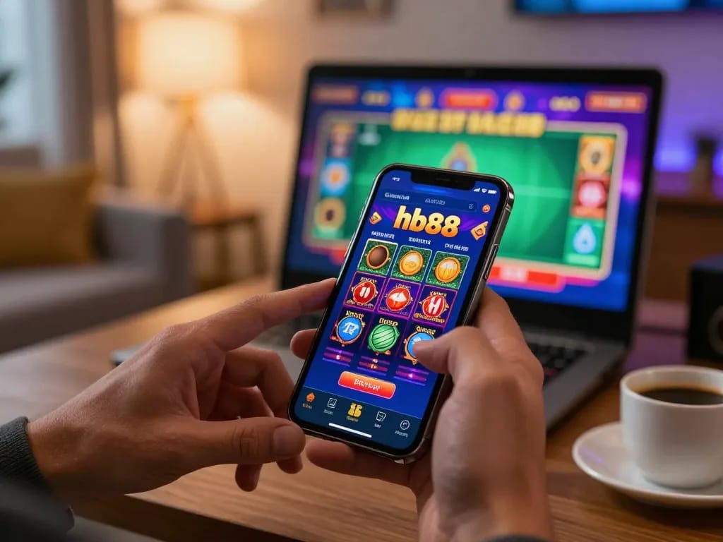 Engaging mobile gaming experience on hb88 app showcasing live dealer action on smartphone.