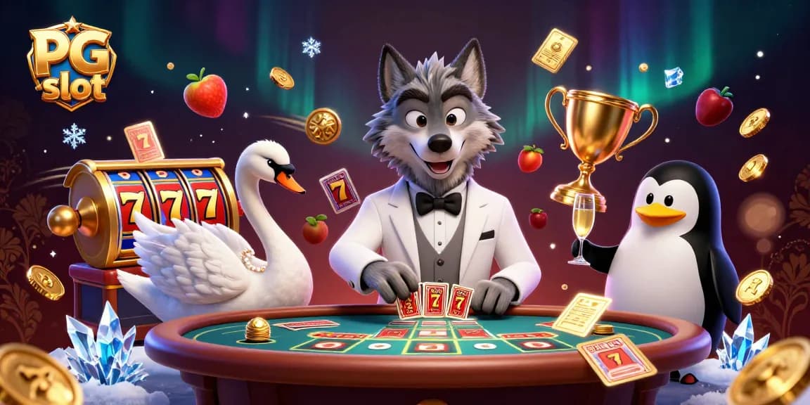 Spin PG slot machines with animated characters in a vibrant casino scene full of excitement.