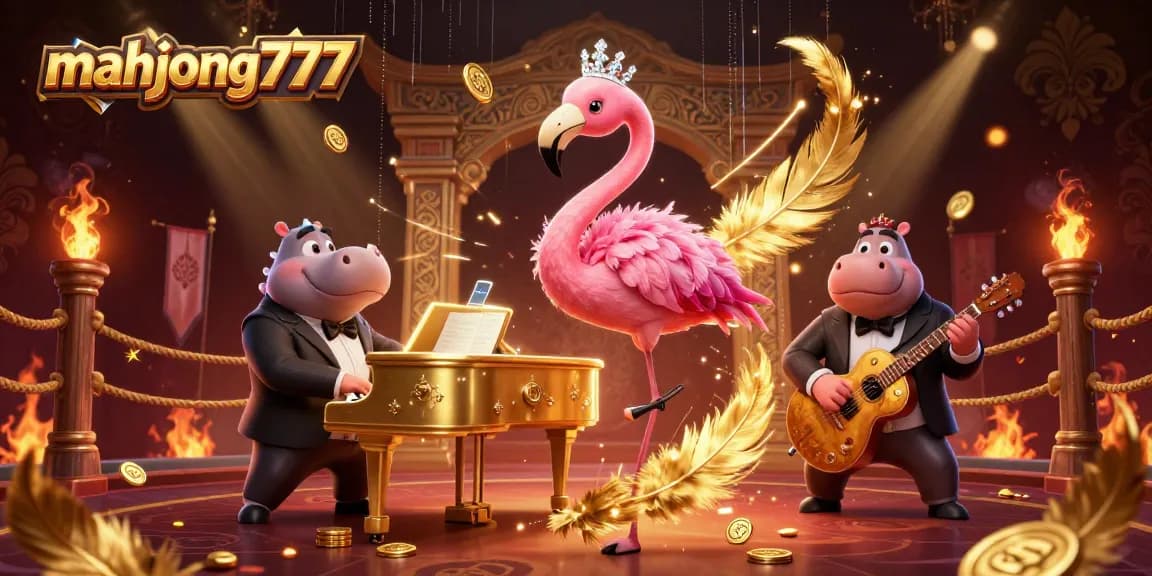 Experience mahjong777 excitement with vibrant casino atmosphere, featuring lounge singer and hippo bassist.