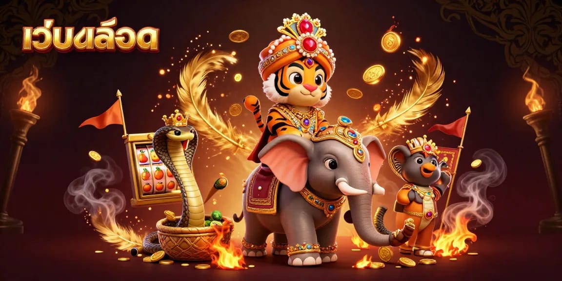 Engage in เว็บสล็อต excitement with a vibrant, jewel-encrusted elephant and lucky characters!