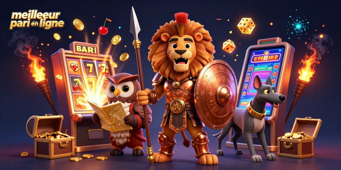 Le meilleur site pari en ligne avec un lion en armure et un jeu de casino dynamique en 3D.