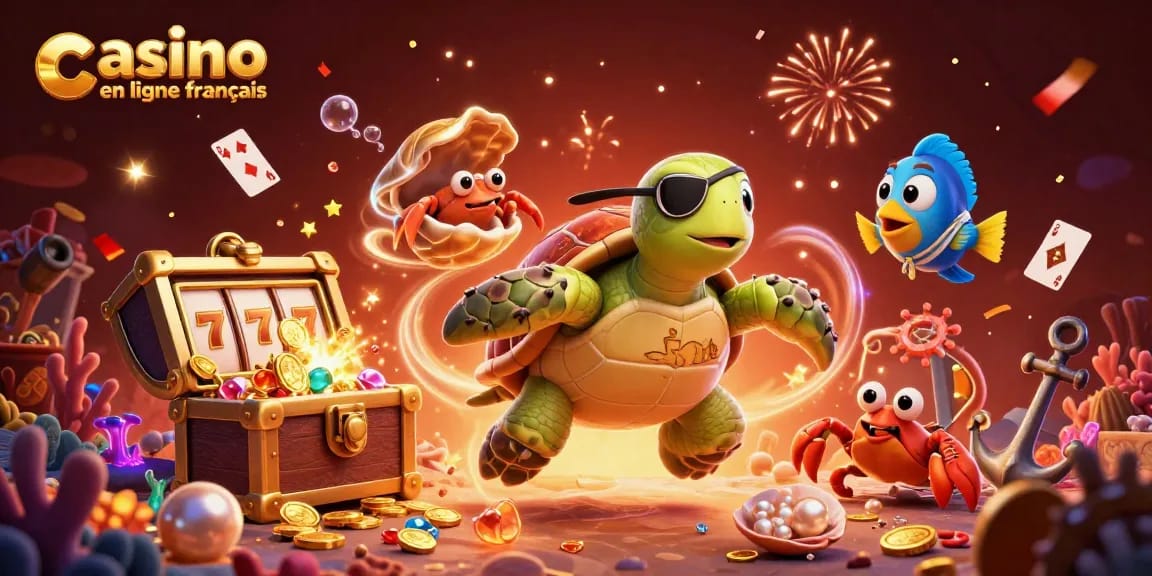 Jouez au casino en ligne français avec des personnages amusants dans un décor sous-marin coloré.