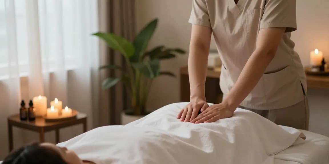 Relaxing Swedish massage scene at https://www.makangs.com/ with therapist and calming atmosphere.