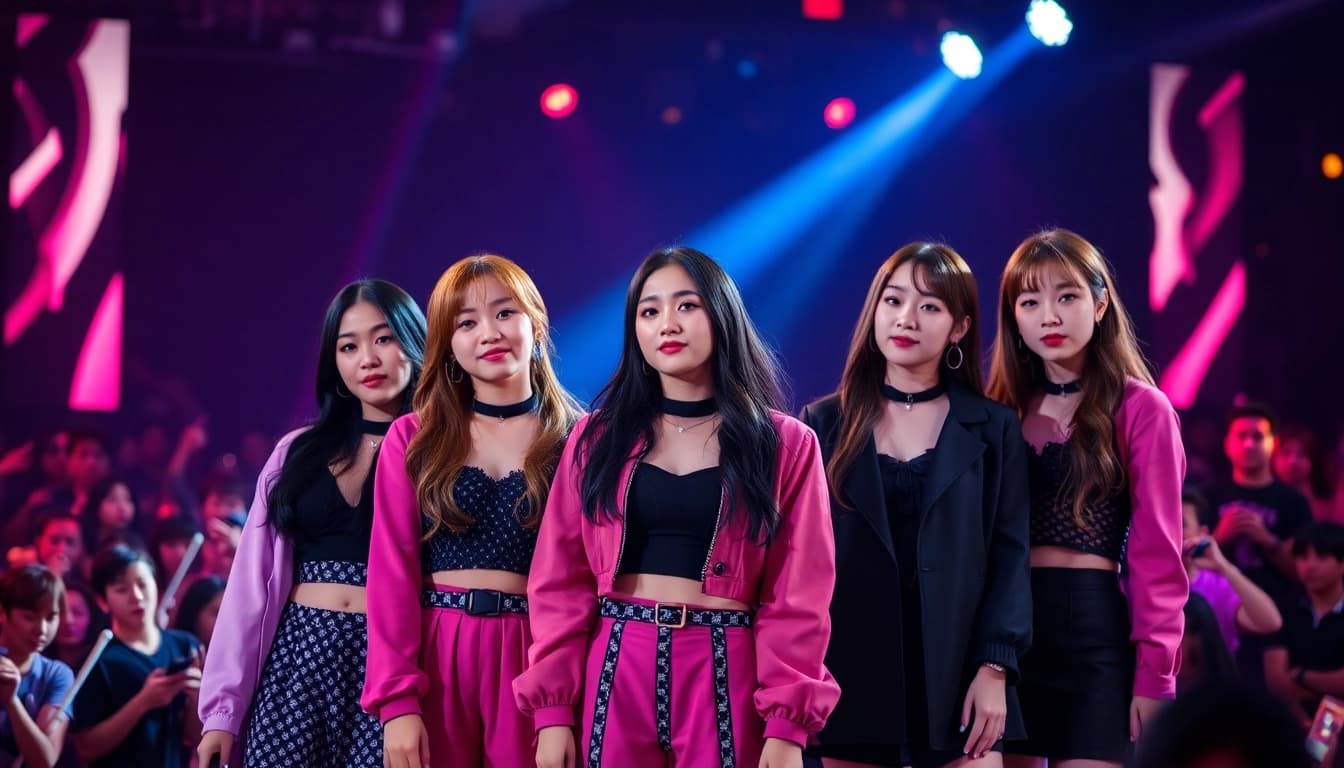Dynamic performance of blackpink members showcasing their vibrant personalities and unique styles.