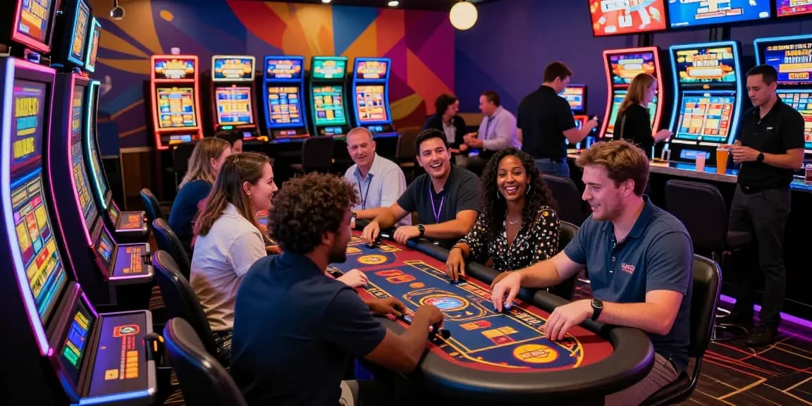 Experience the best casinos for credit cards with lively players enjoying games in a vibrant casino atmosphere.