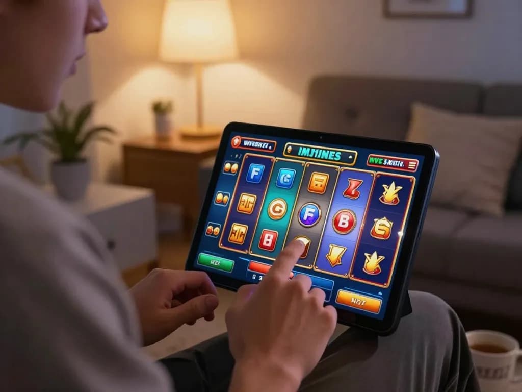 Player enjoying situs slot gacor on mobile device in a cozy home setting, demonstrating the integration of responsible gaming.