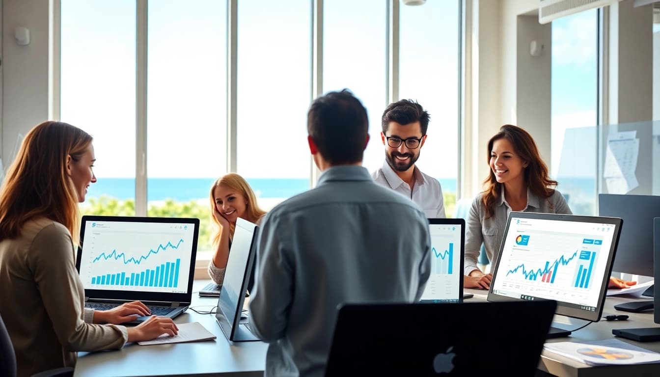 SEO Agency Clearwater team collaborating in a vibrant office setting.