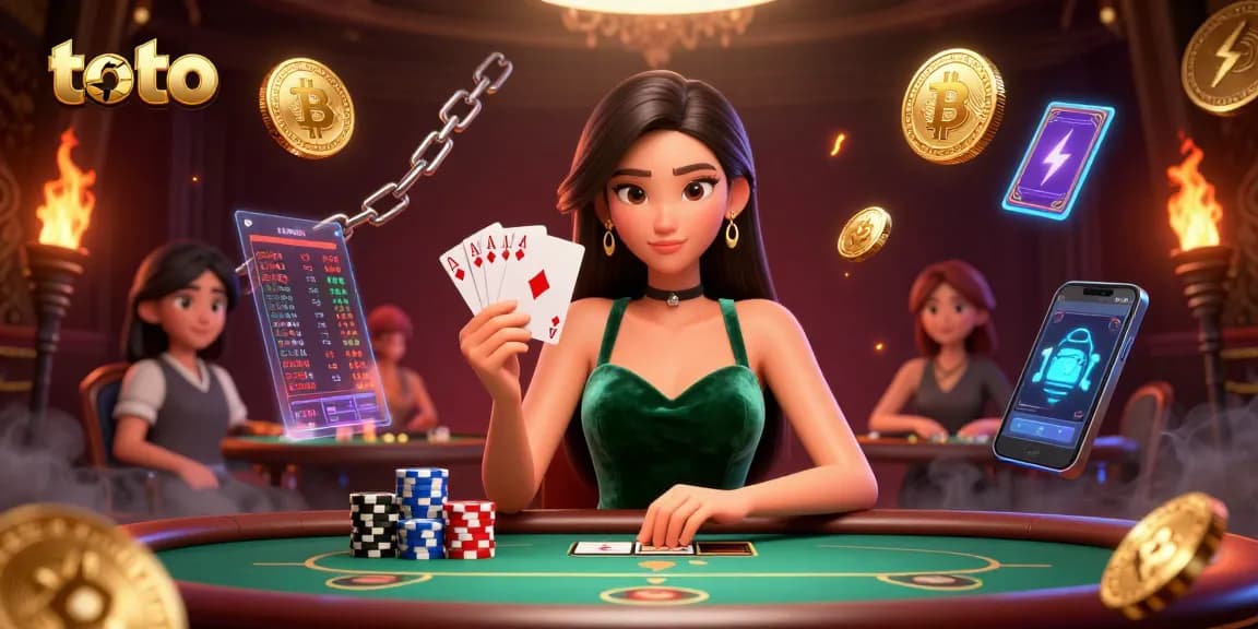 Experience the excitement of toto gaming with a focused poker player at a luxury table.