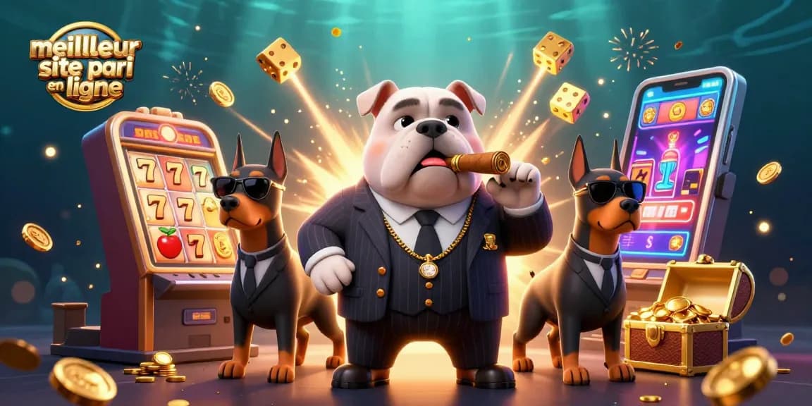 Jouer sur le meilleur site de paris en ligne avec un bulldog mafieux et des éléments de casino dynamiques.