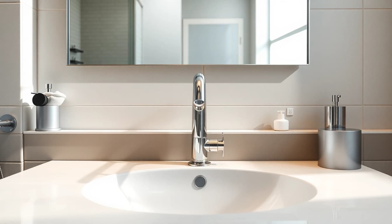 Die sonni sanitär GmbH zeigt moderne Sanitärinstallationen in einem eleganten Bad.