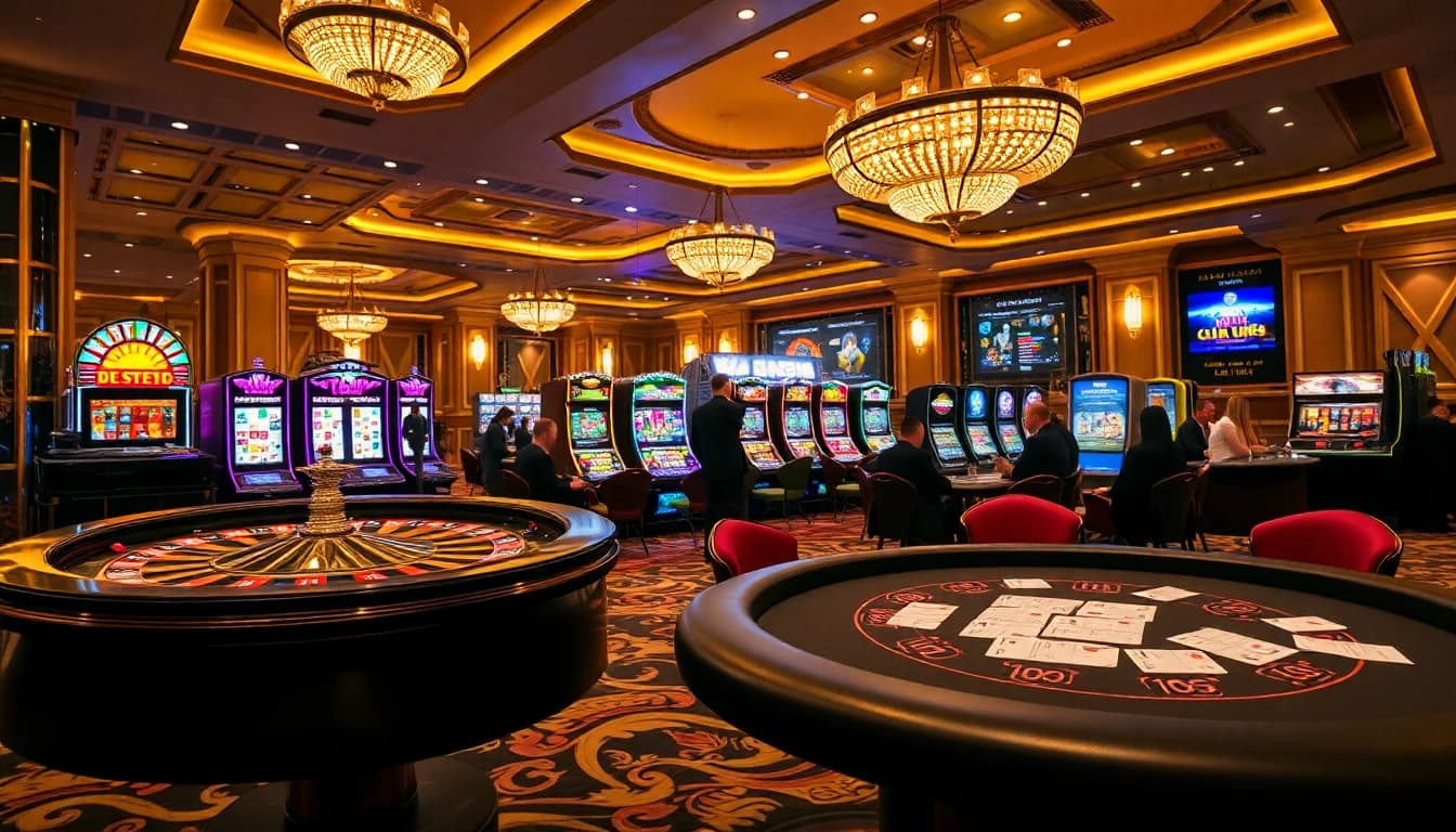 Vivez l'excitation du casino en ligne Français dans un casino moderne avec des jeux vibrants et une action de poker intense.