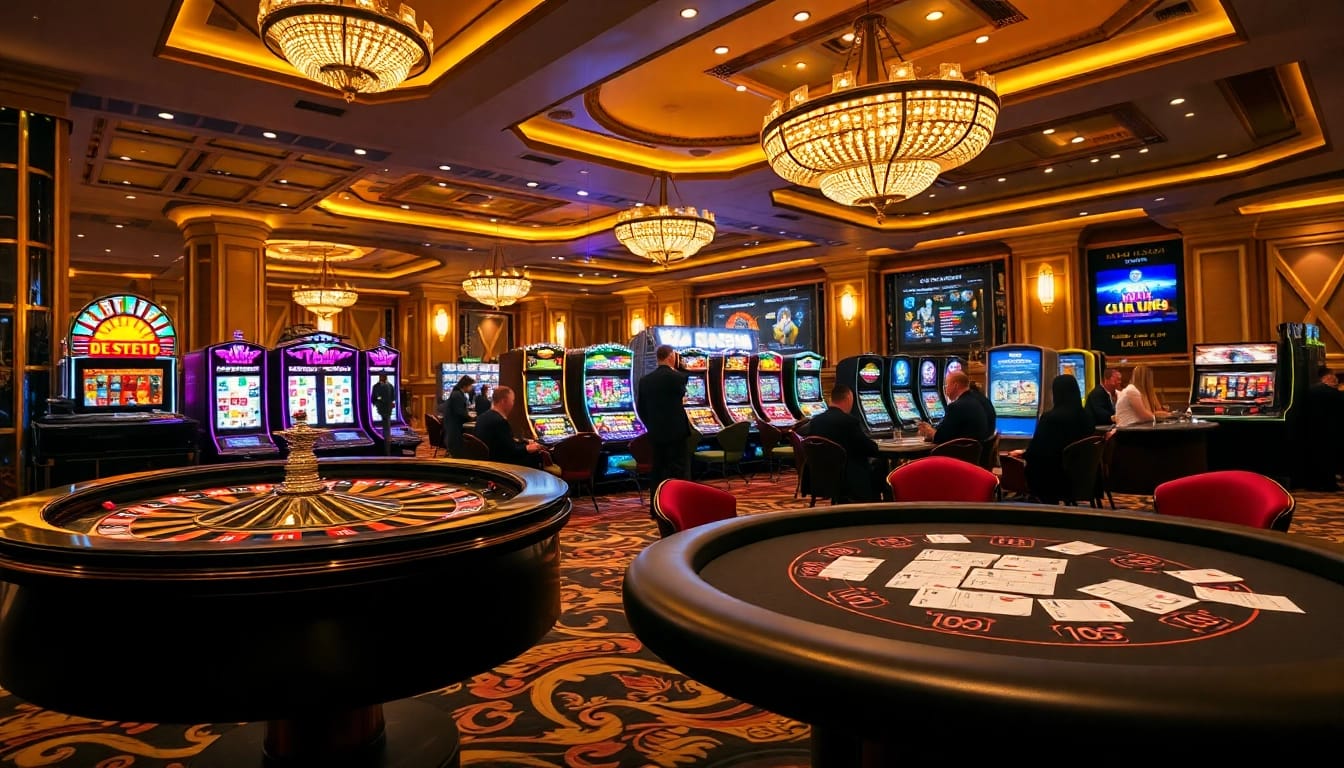 Vivez l'excitation du casino en ligne Français dans un casino moderne avec des jeux vibrants et une action de poker intense.