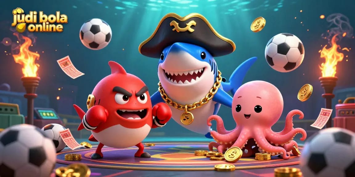 Engage in judi bola online with vibrant characters, sports elements, and dynamic betting action.