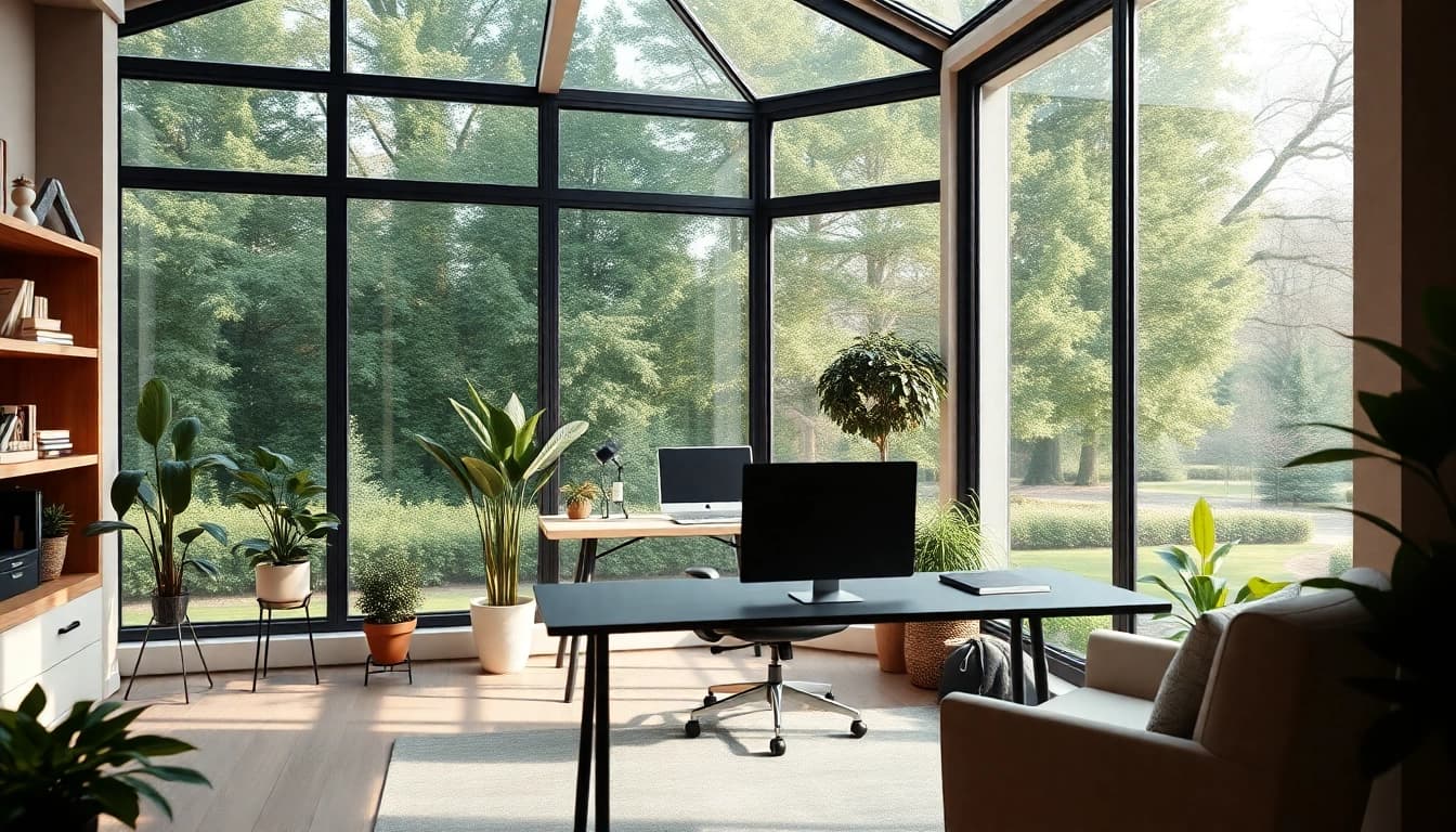 Wintergarten als Buero with spacious design and natural light inviting productivity.
