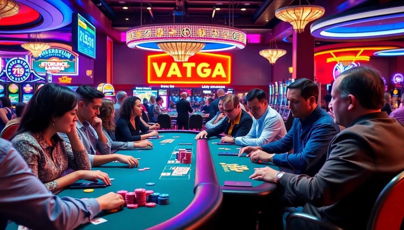 Engaging atmosphere featuring players enjoying games at the Vegas hero casino.