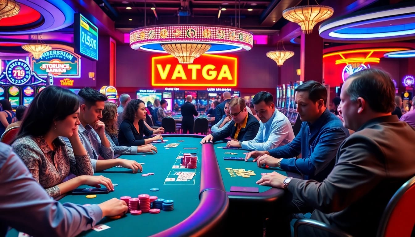 Engaging atmosphere featuring players enjoying games at the Vegas hero casino.
