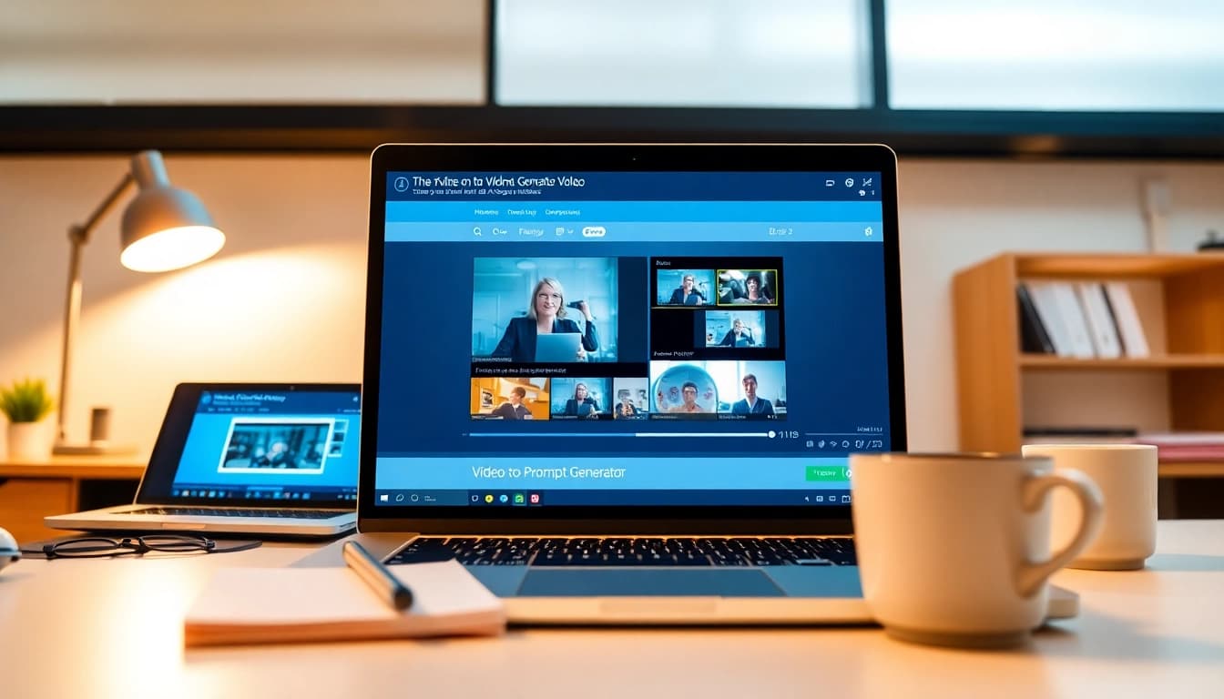 video to promptgenerator showcasing AI analysis in a modern workspace