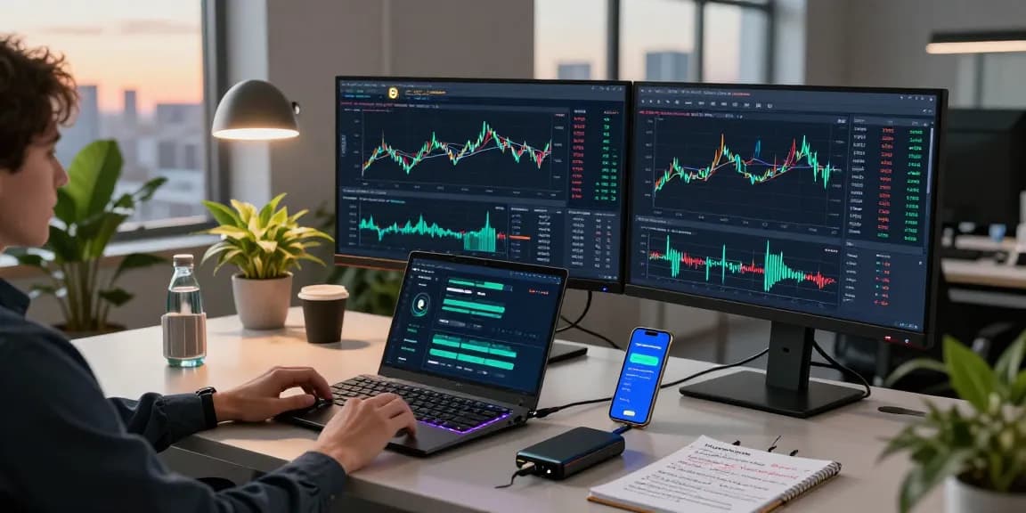 Cloud mining with daily payouts in a modern cryptocurrency trading workspace showcasing Bitcoin and DeFi analysis tools.