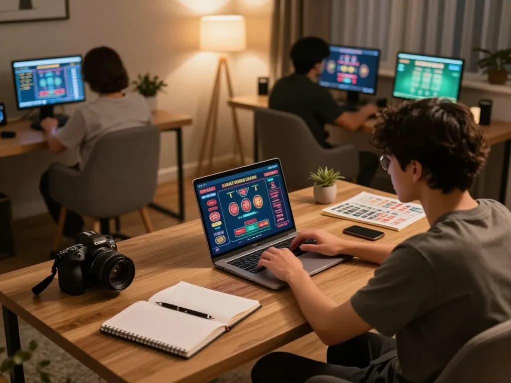 Engage with top quality widgets for an immersive online gaming experience in a cozy home environment.