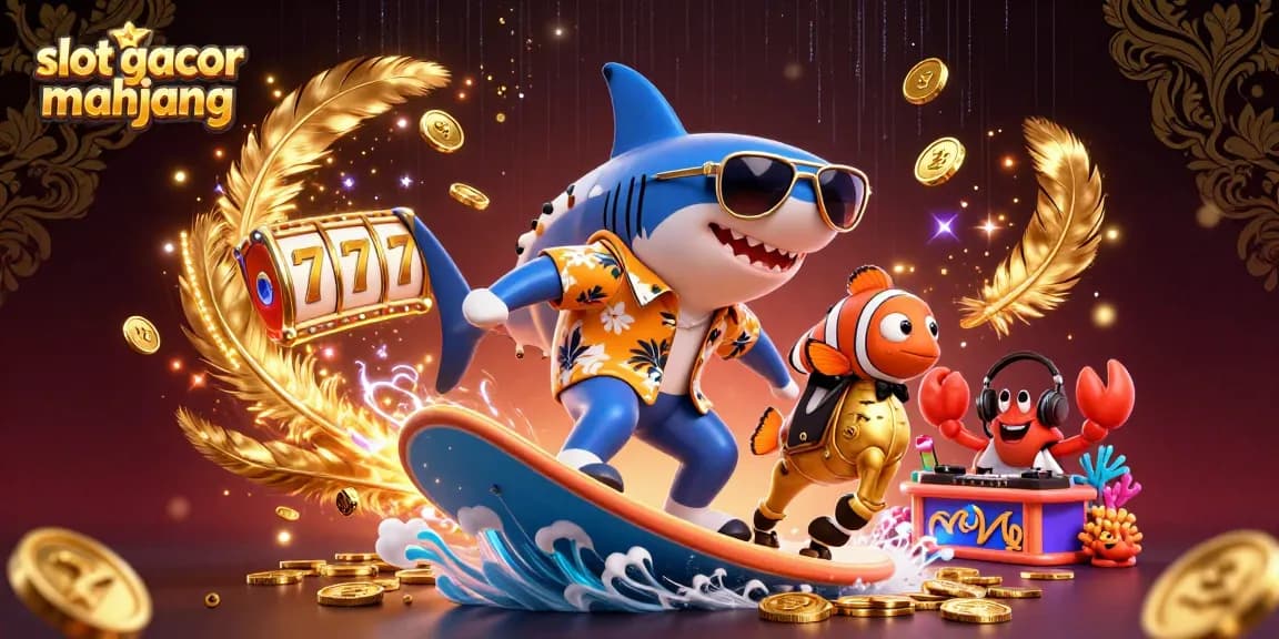 Experience the excitement of slot gacor mahjong with immersive 3D illustrations of vibrant casino elements.