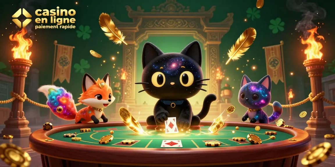 Gagnez instantanément sur un casino en ligne paiement rapide avec des gains scintillants et des jetons dorés.