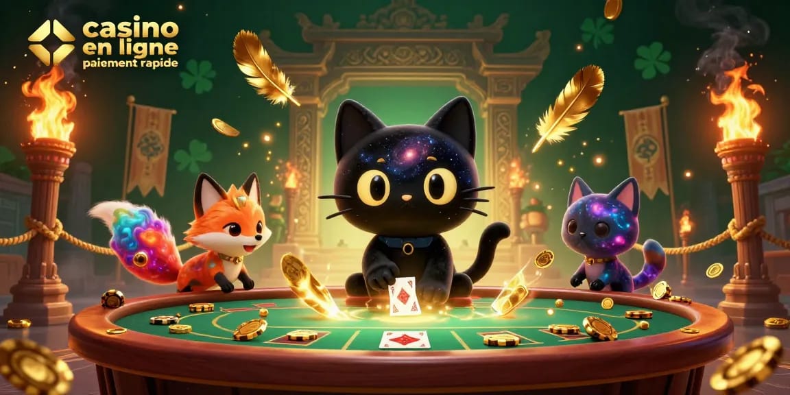 Gagnez instantanément sur un casino en ligne paiement rapide avec des gains scintillants et des jetons dorés.