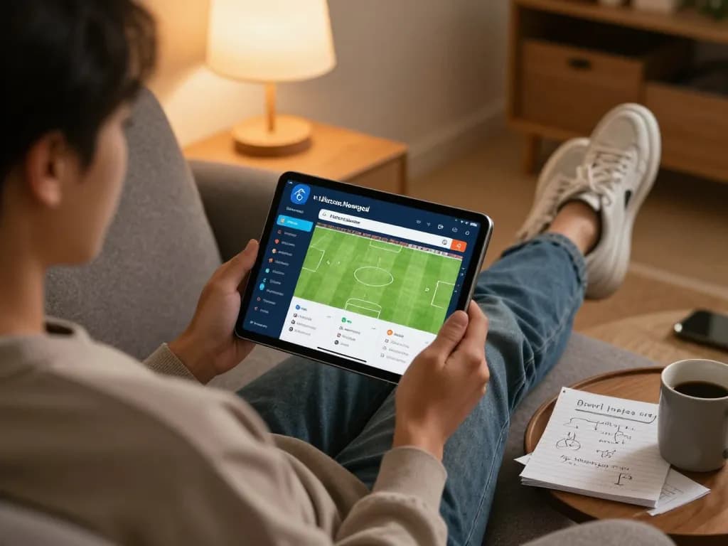 Engaging with Tính Năng Livescore Nowgoal on a tablet at home while developing betting strategies.