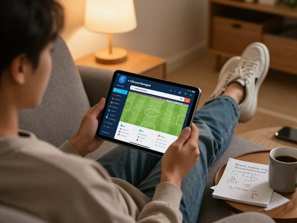 Engaging with Tính Năng Livescore Nowgoal on a tablet at home while developing betting strategies.