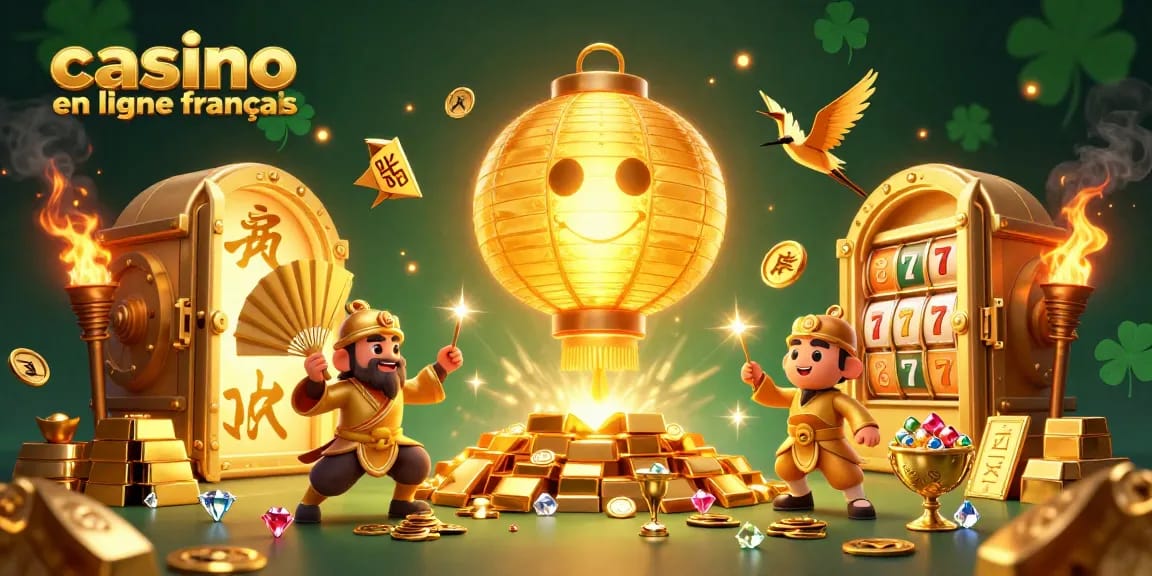 Vivez l'expérience inoubliable d'un casino en ligne français avec des lanternes dorées et de richesses éclatantes.