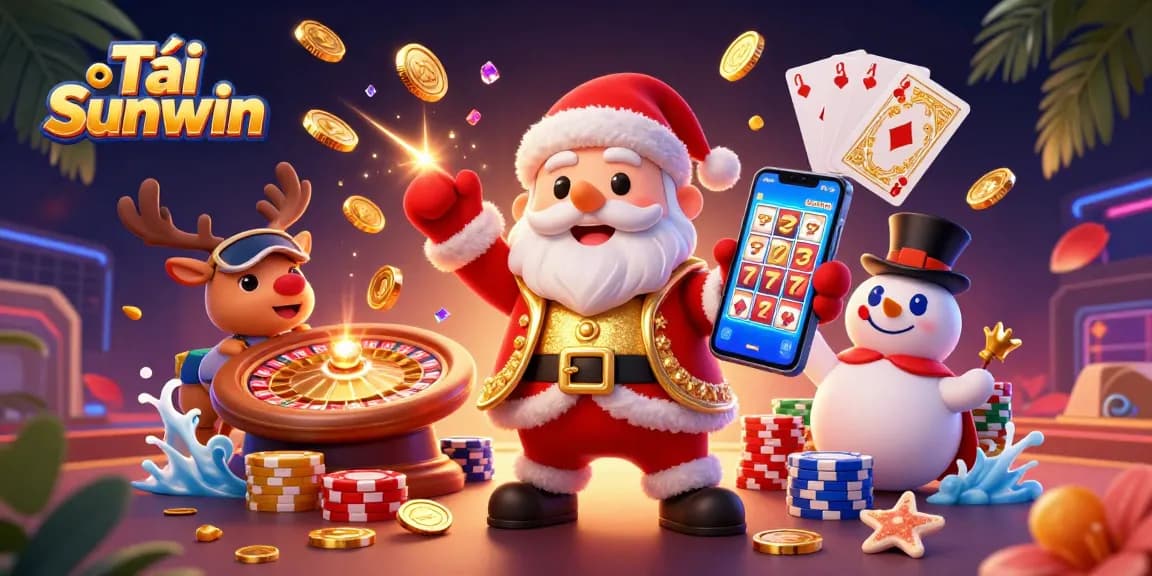 Experience excitement in Tải Sunwin with Santa and his companions at the vibrant casino scene.