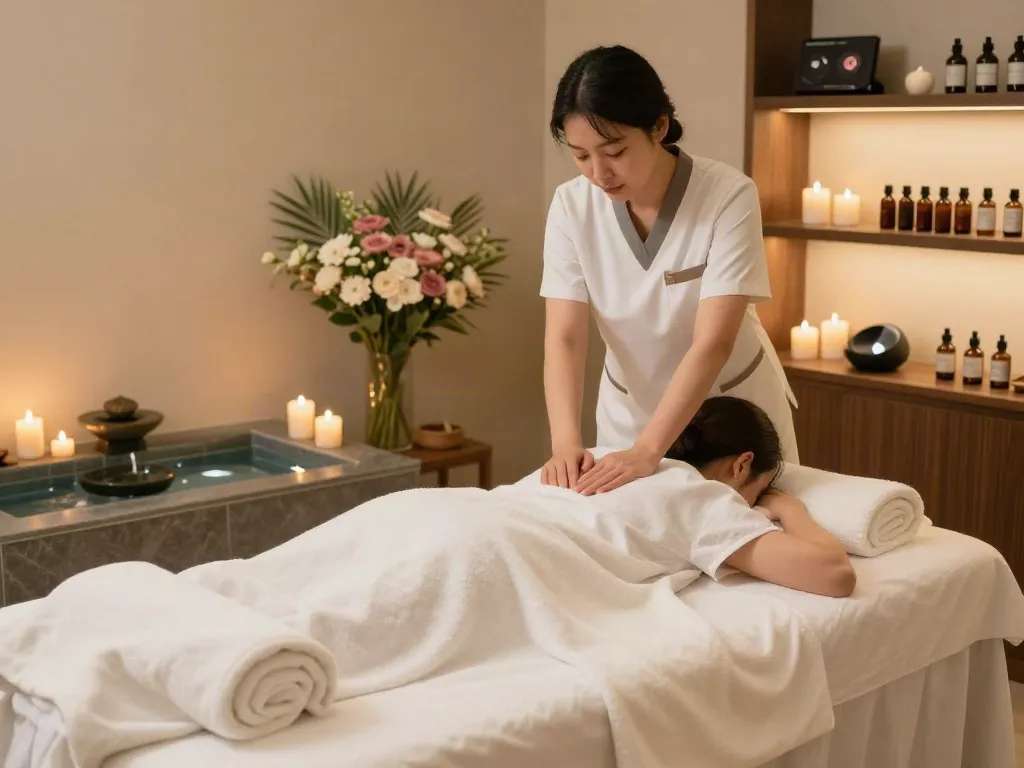Experience calming 신사동출장마사지 in a serene spa setting with essential oils and soft lighting.