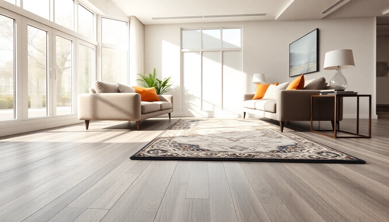 Elegant living room featuring waterproof lvp flooring with stylish decor and natural lighting.