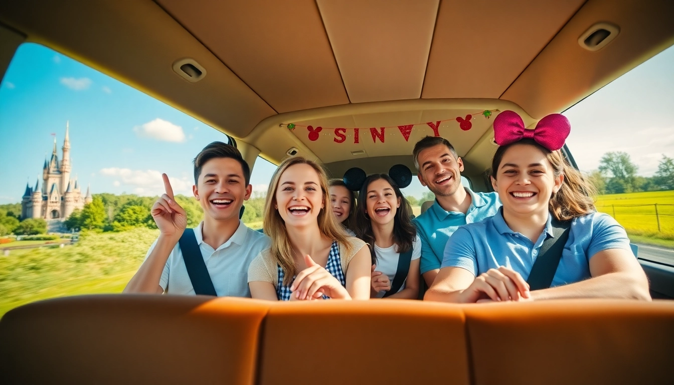 Enjoy a scenic Beauvais Airport to Disney Transfer with a family in vibrant surroundings.