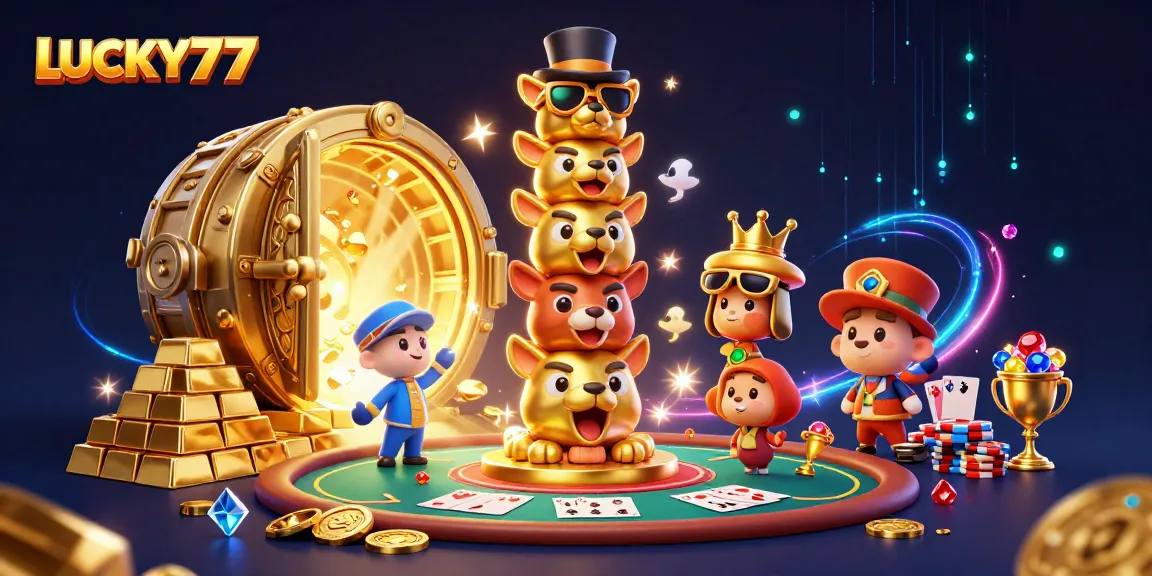 Experience LUCKY77 through this vibrant casino scene packed with gaming excitement!