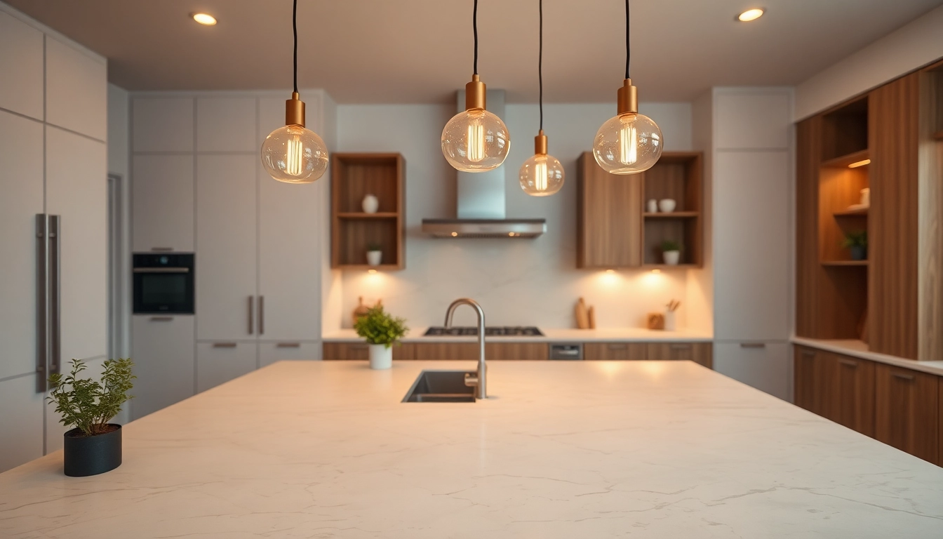 Transform your home with beautiful island lighting that enhances modern kitchen designs and creates an inviting atmosphere.