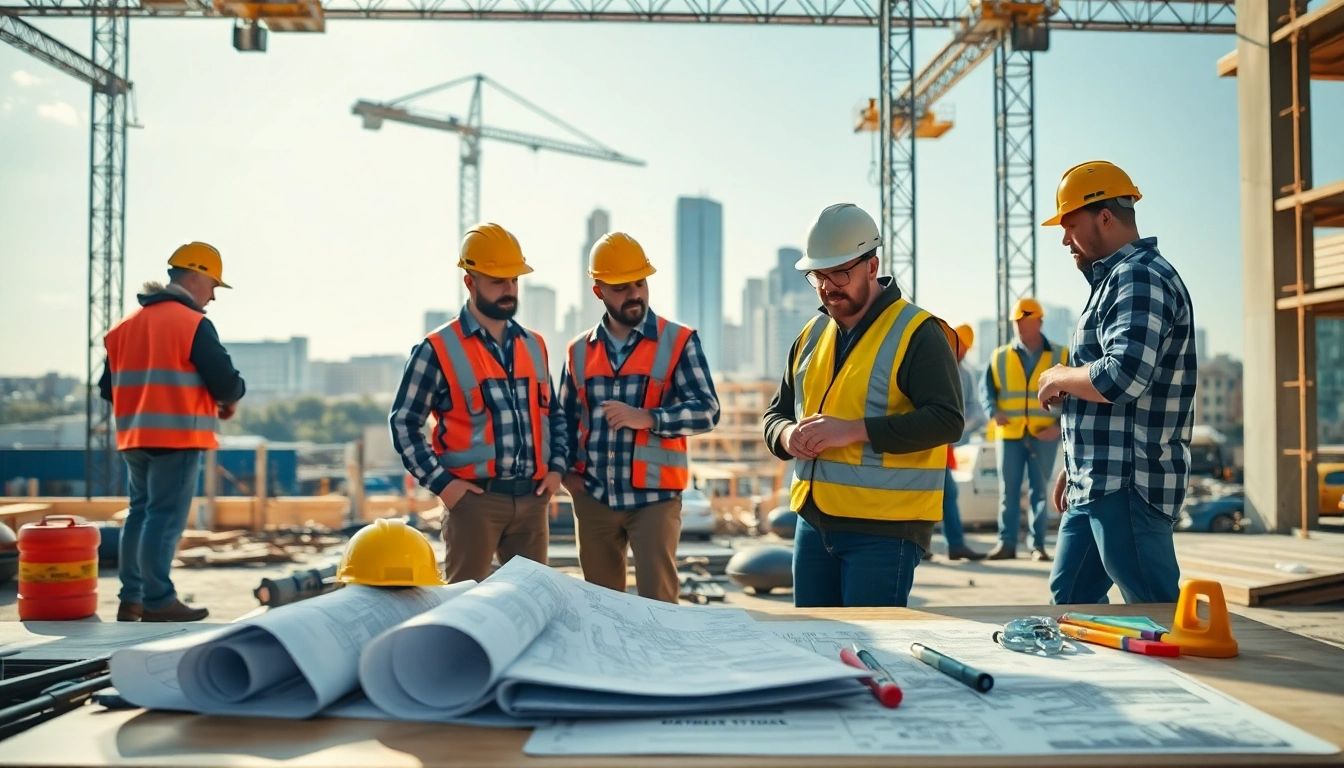 Engaging scene of Austin construction site showcasing teamwork and modern machinery.