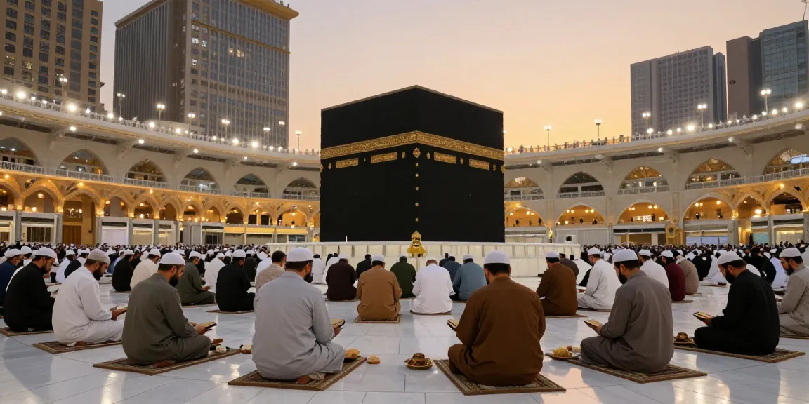 Umroh Itikaf experience in Makkah with pilgrims praying at Masjidil Haram, a travel guide moment you won’t forget.