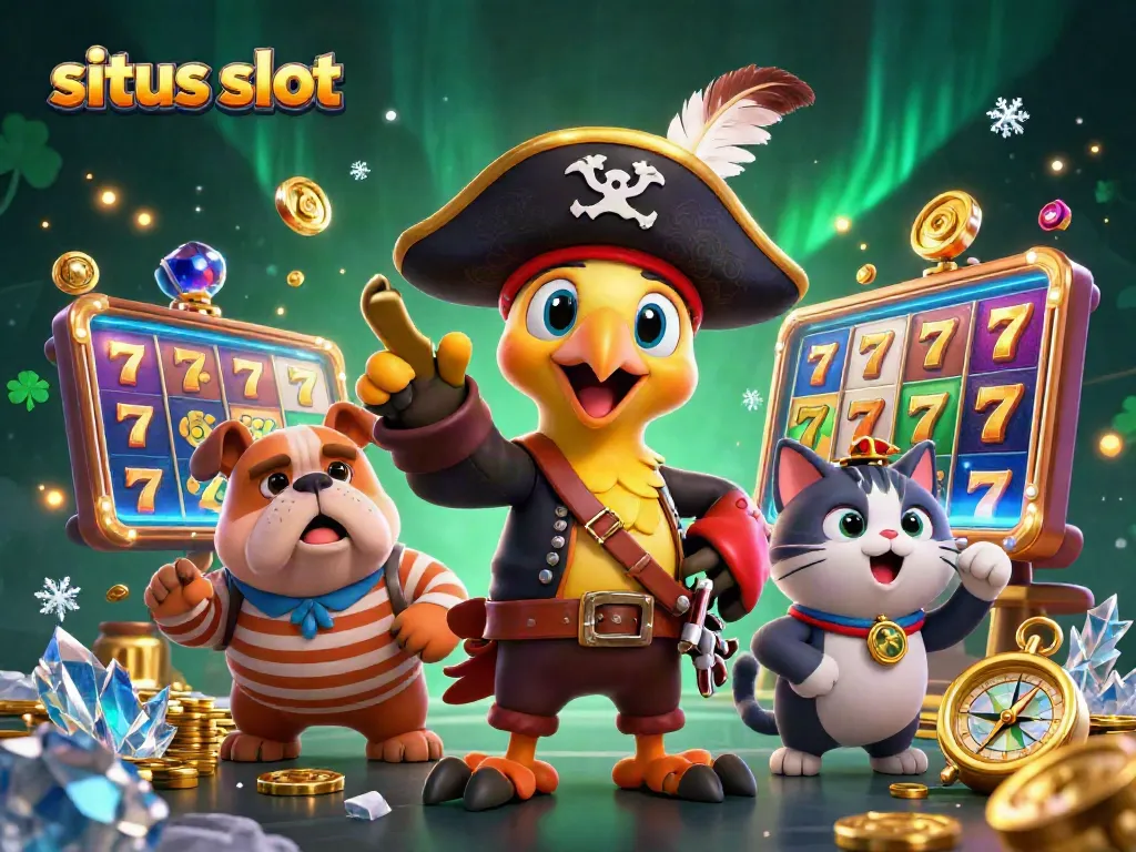 Experience the thrill of situs slot with vibrant gaming elements and animated characters in an engaging 3D scene.