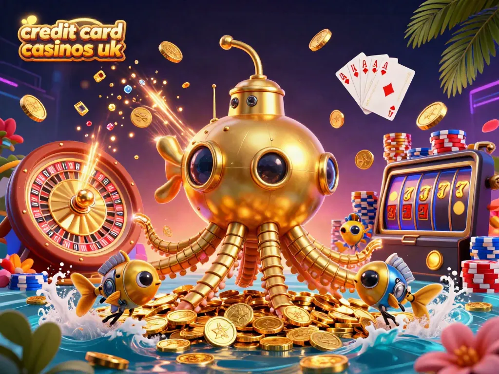 Explore immersive gameplay at credit card casinos uk with dynamic illustrations of winning games and vibrant casino elements.
