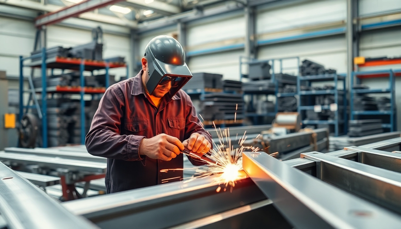 Crafting custom steel fabrication with precision in a professional workshop.