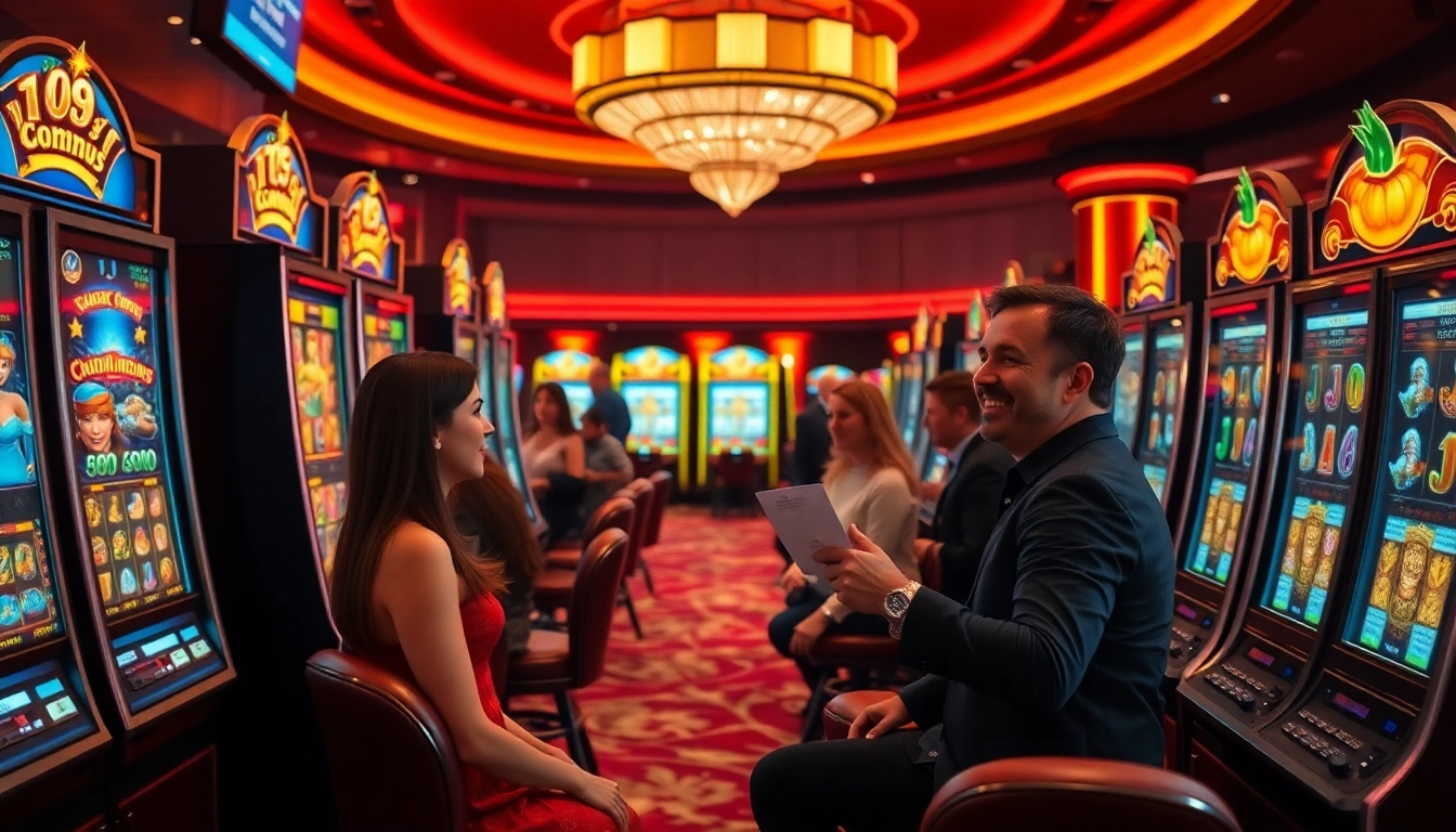 Rasakan keseruan slot depo 5rb dengan suasana kasino yang penuh warna, pemain yang enerjik, dan mesin slot modern.