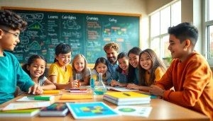 Engaging learning environment illustrating Education through collaborative student activities.