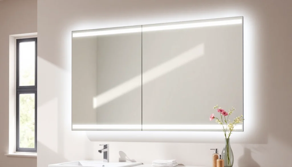 Installieren Sie den sonni Spiegelschrank mit modernem Design und LED-Beleuchtung im Badezimmer.