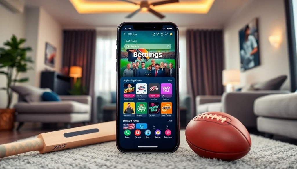 Engaging view of sports betting apps India on a smartphone in a vibrant living space.