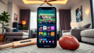 Engaging view of sports betting apps India on a smartphone in a vibrant living space.