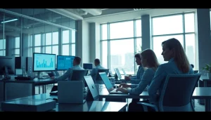 Improve IT Efficiency Tampa depicted in a modern office with a collaborative IT team working efficiently.