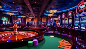 KJC AC 3 casino scene featuring poker chips and roulette wheel.